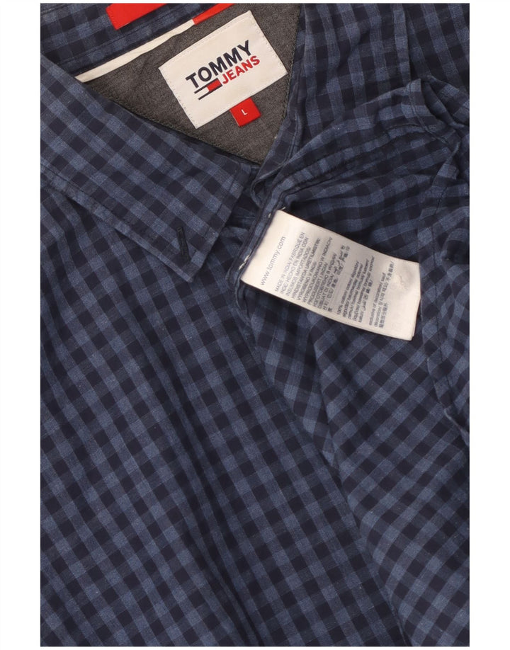 Мужская рубашка стандартного кроя Tommy Hilfiger, темно-синяя, хлопок в мелкую клетку