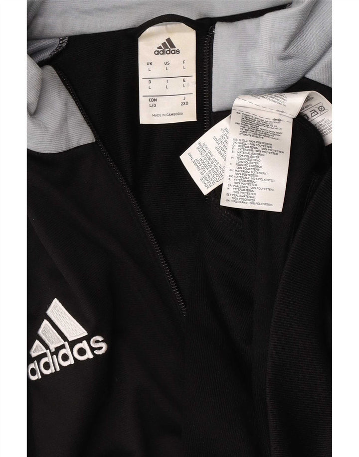 Мужская спортивная куртка Adidas, большая черная полиэстер с цветными блоками