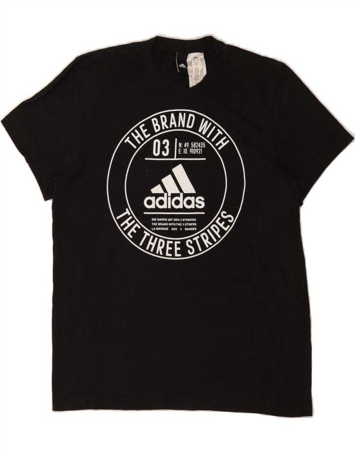 ADIDAS Mens Graphic T-Shirt Top Medium Black Cotton Vintage Adidas and Second-Hand Adidas from Messina Hembry 