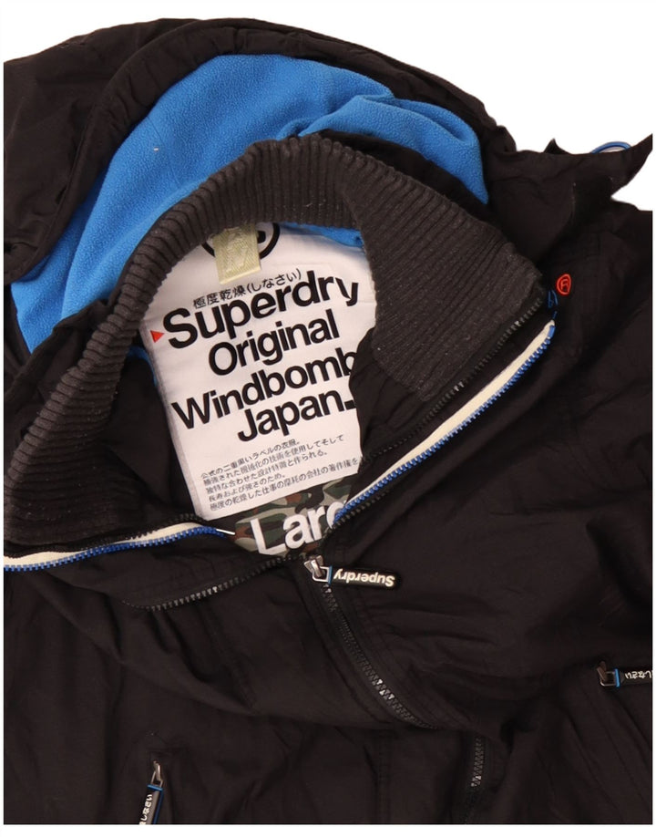 Мужская ветровка с капюшоном Superdry Windbomber UK 40, большая черная