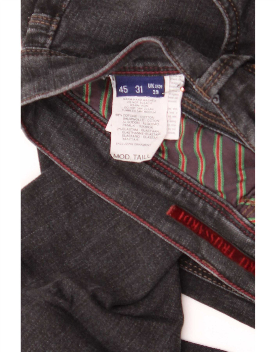 Мужские прямые джинсы Trussardi W29 L32 серые, хлопок
