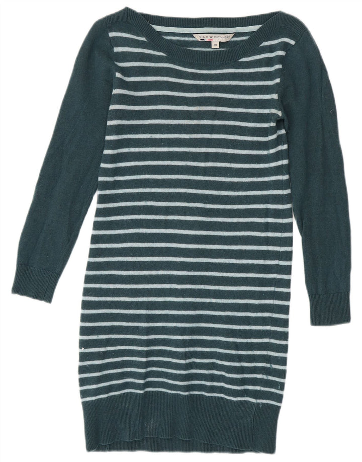 CREW CLOTHING Женский джемпер с длинными рукавами, UK 10, маленький зеленый в полоску