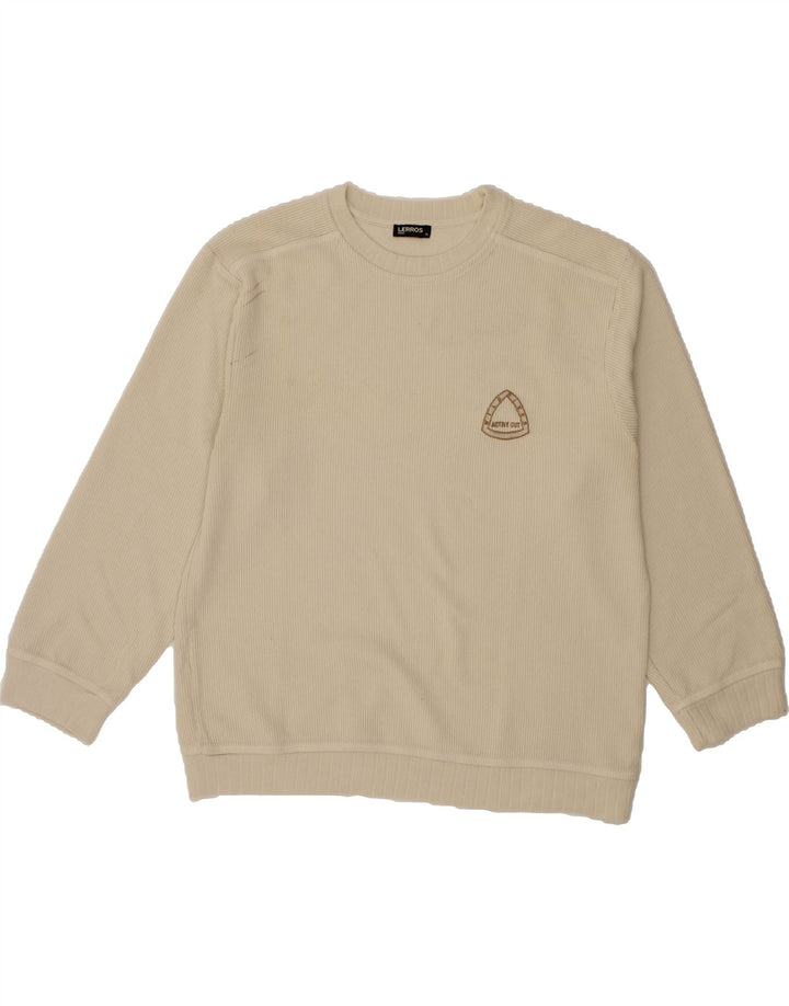 LERROS Mens Sweatshirt Jumper XL Beige Cotton Vintage Lerros and Second-Hand Lerros from Messina Hembry 