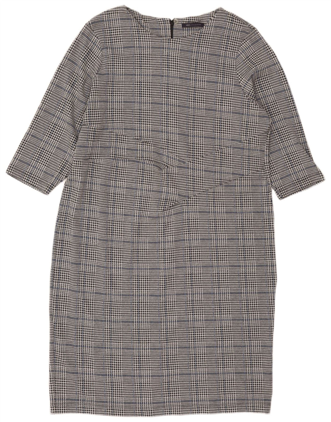 Женское платье прямого кроя с рукавом 3/4 Marks & Spencer, Великобритания 22, 3XL, серое в клетку