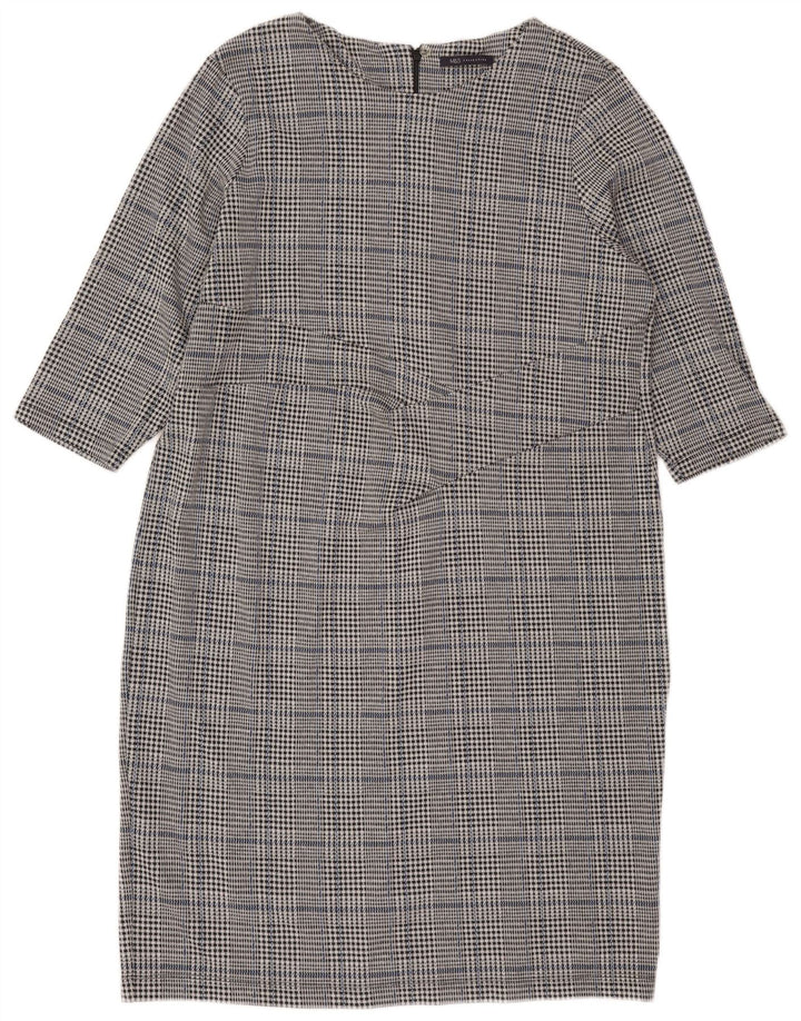 Женское платье прямого кроя с рукавом 3/4 Marks & Spencer, Великобритания 22, 3XL, серое в клетку
