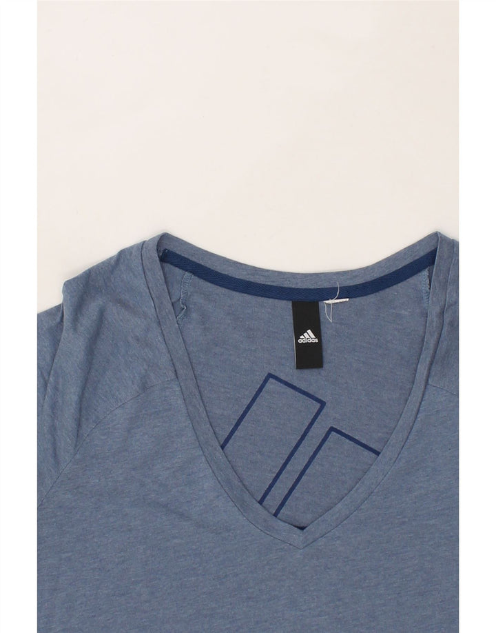 ADIDAS Womens Graphic T-Shirt Top UK 12 Medium Blue Vintage Adidas and Second-Hand Adidas from Messina Hembry 