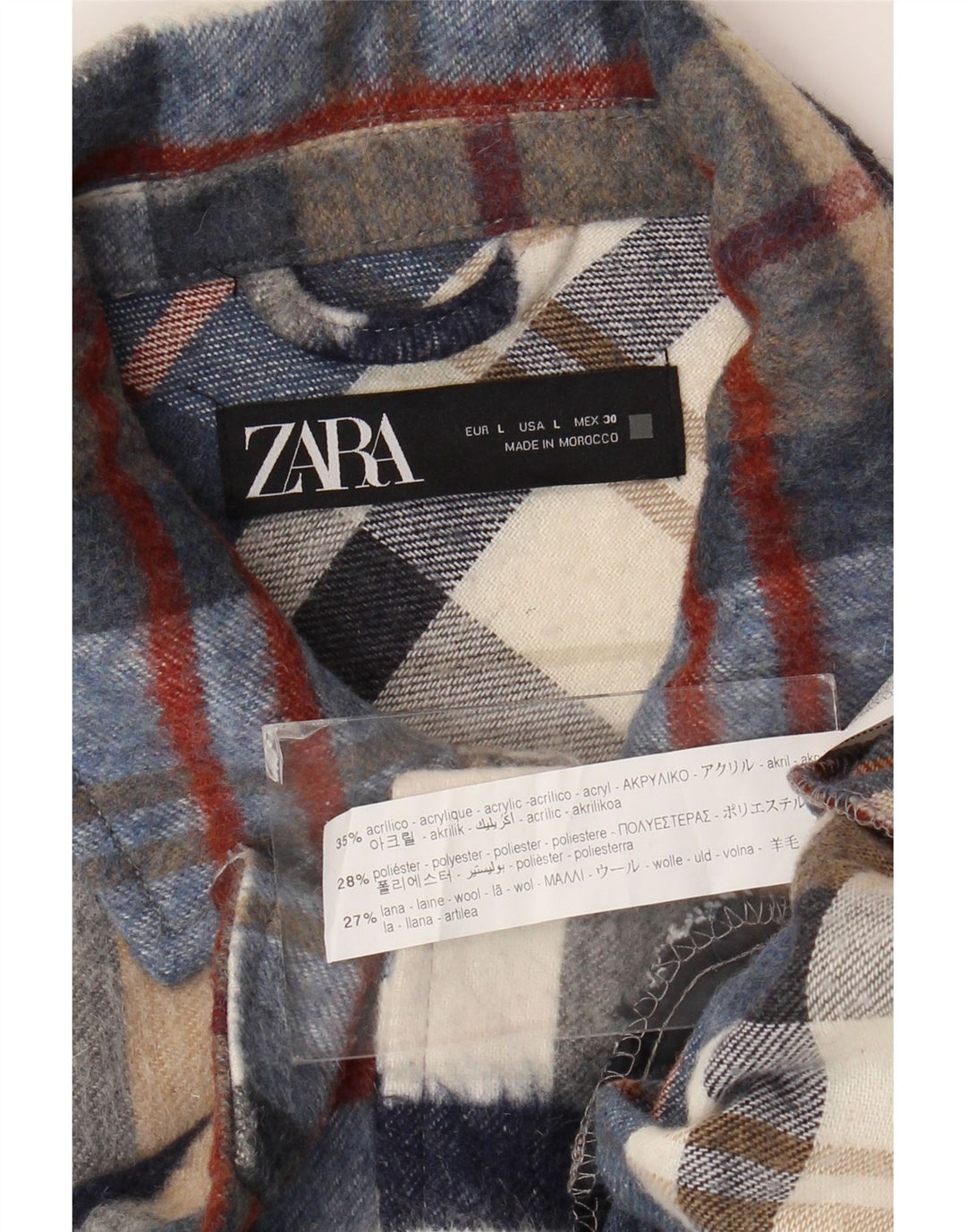 Женская верхняя рубашка ZARA, фланелевая рубашка UK 16, большая разноцветная клетка