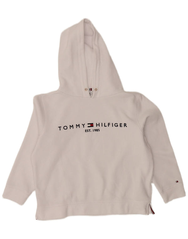 TOMMY HILFIGER Женский джемпер с капюшоном оверсайз с рисунком UK 14, средний белый