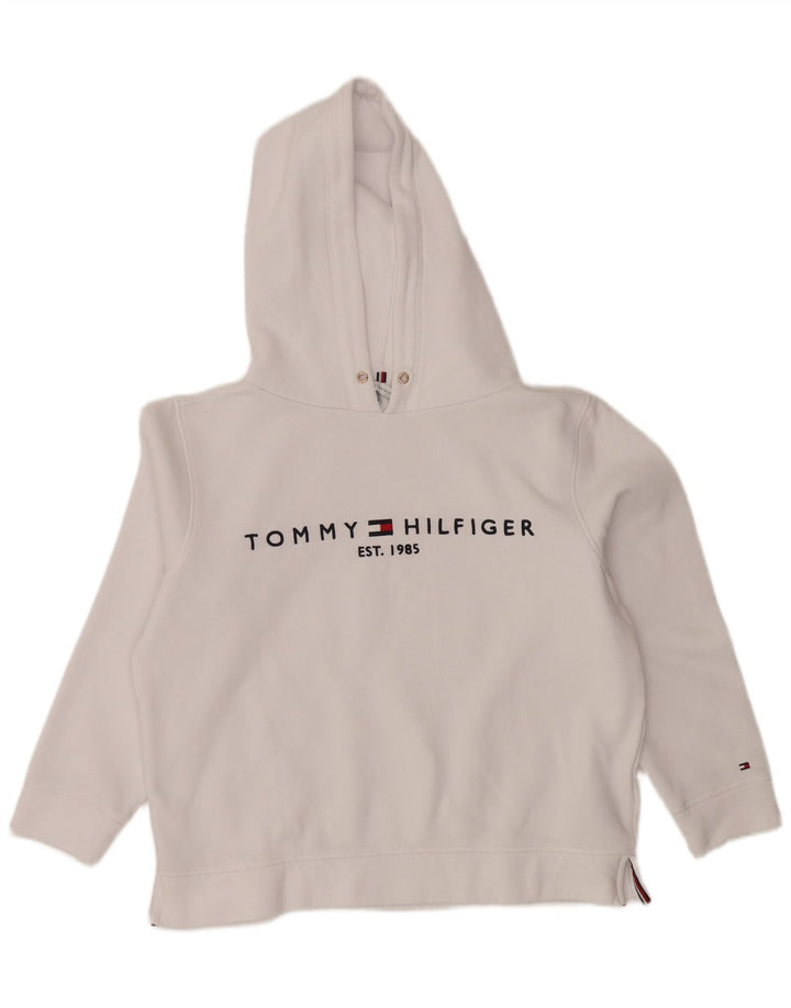 TOMMY HILFIGER Женский джемпер с капюшоном оверсайз с рисунком UK 14, средний белый