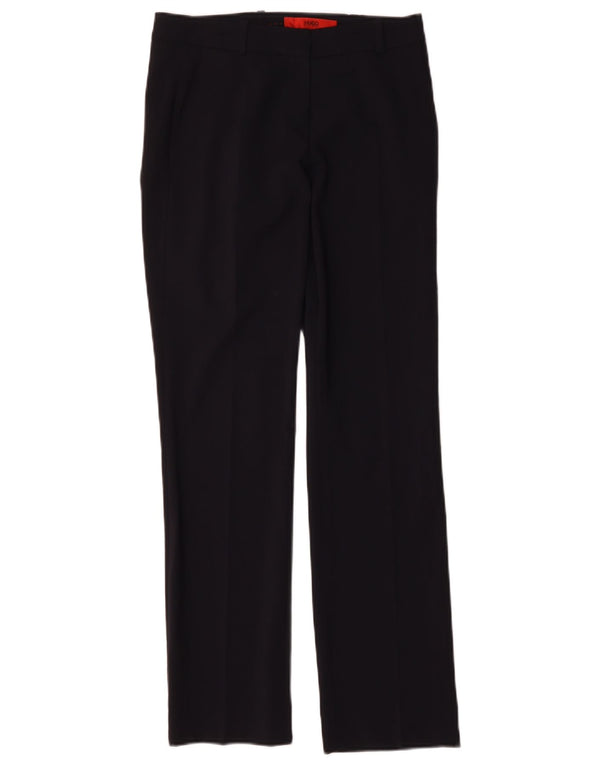 Женские прямые костюмные брюки Hugo Boss UK 6 XS W28 L30 темно-синие, шерсть