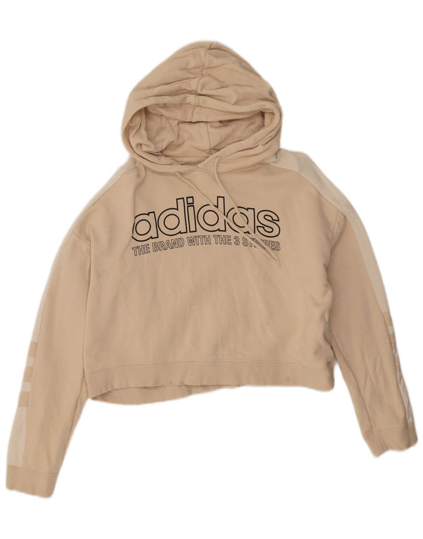 Женский укороченный джемпер с капюшоном Adidas Oversized UK 10, маленький бежевый цветной блок