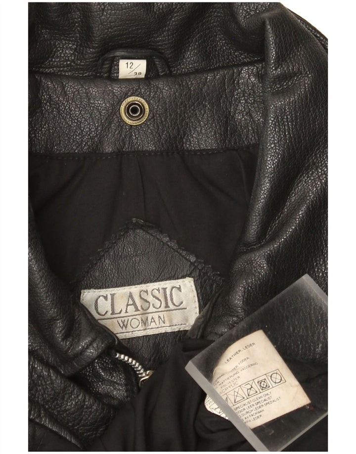 CLASSIC Женская кожаная куртка UK 12 Средний черный кожаный