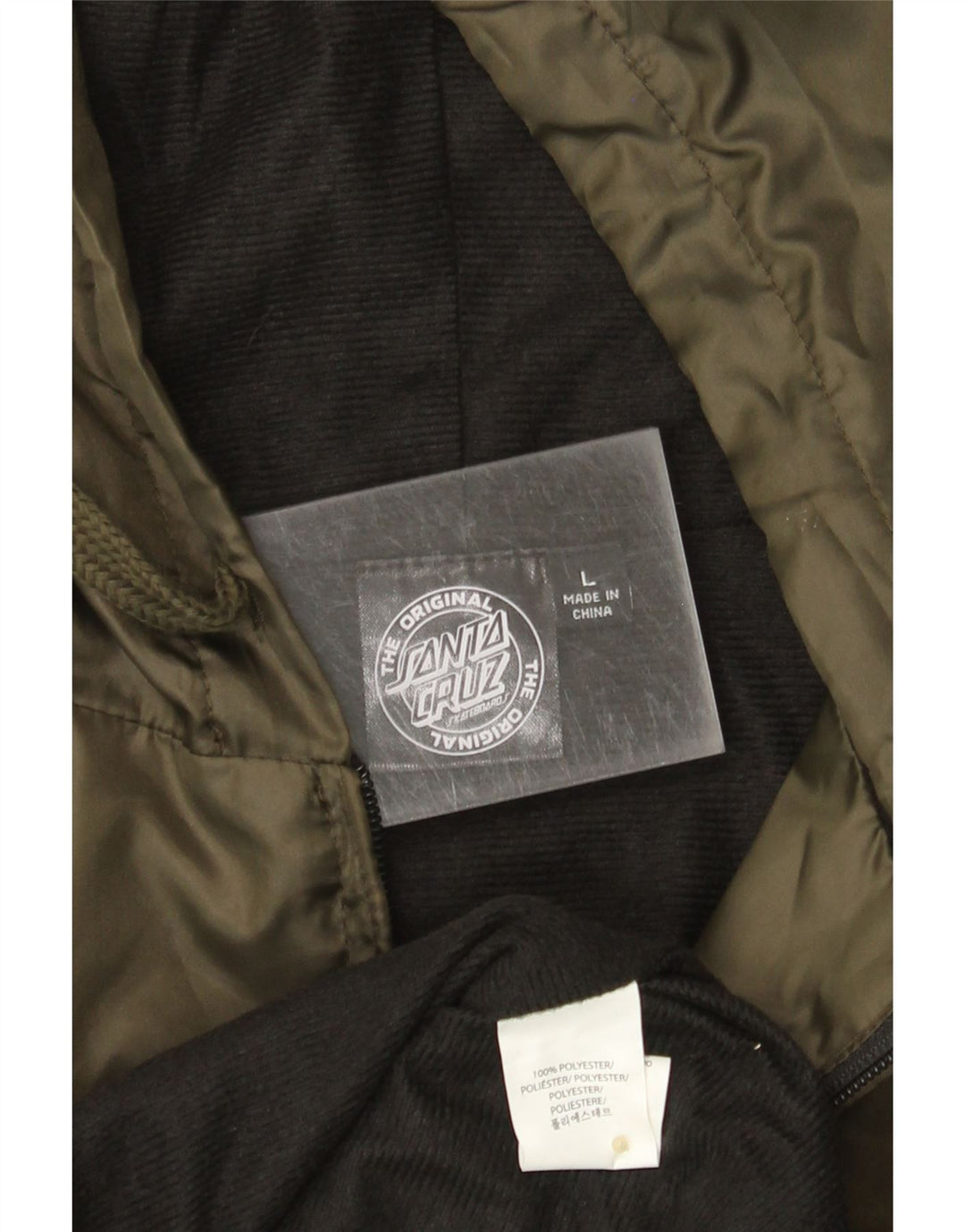 Мужская куртка-бомбер Santa Cruz с капюшоном и рисунком UK 40, большой полиэстер цвета хаки