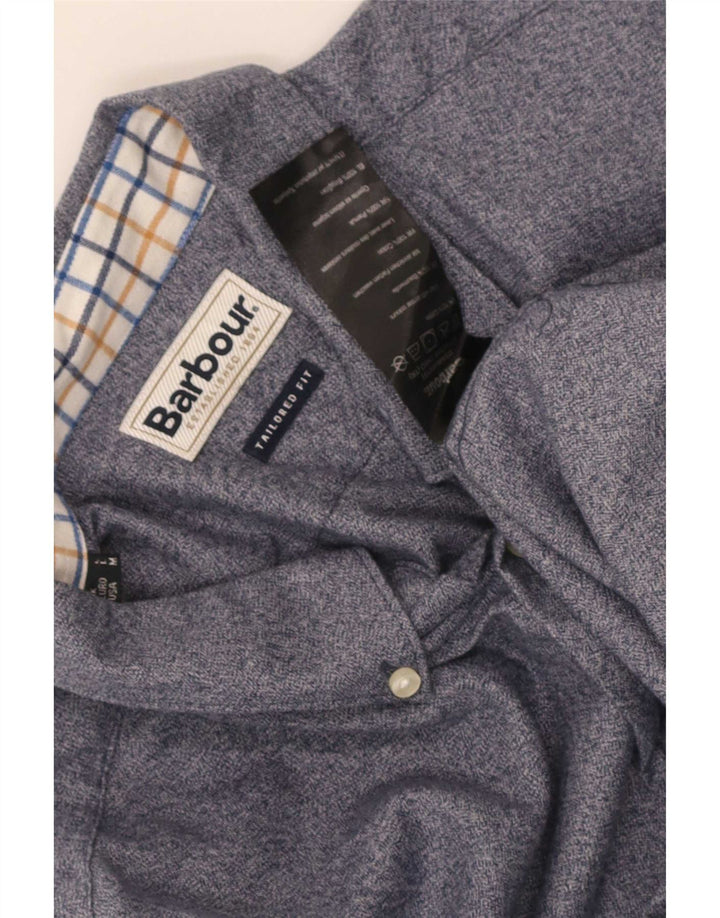 Мужская рубашка индивидуального кроя Barbour из хлопка среднего синего цвета с крапинками