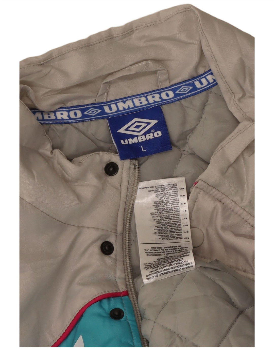 Мужская стеганая куртка UMBRO с графическим рисунком UK 40, большая серая, нейлон с цветными блоками
