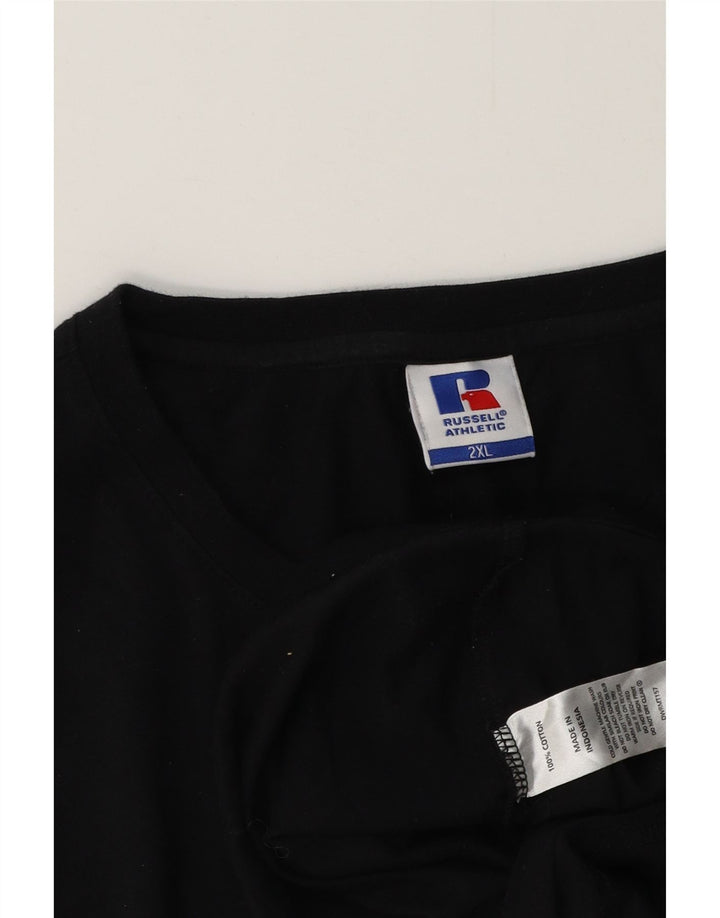 Мужская футболка с рисунком RUSSELL ATHLETIC, черный хлопок, 2XL