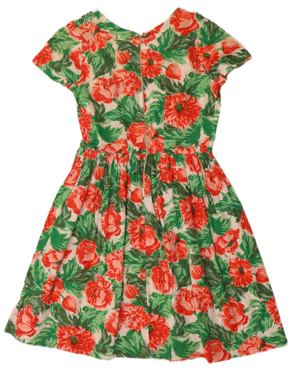 VINTAGE Womens A-Line Dress UK 12 Medium Green Floral