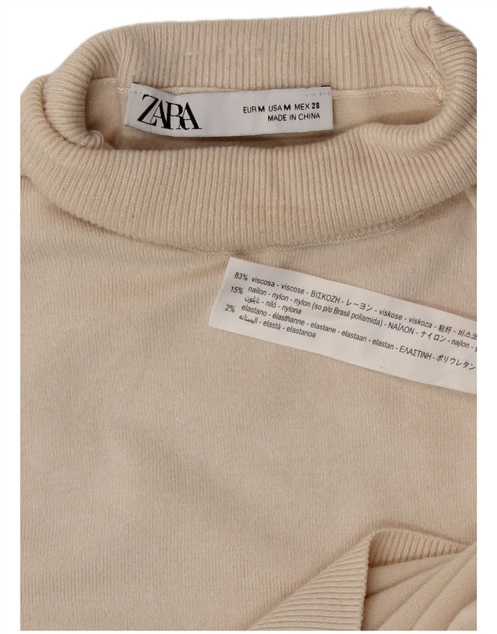 Женский джемпер с высоким воротником Zara UK 12, средний цвет из вискозы белого цвета