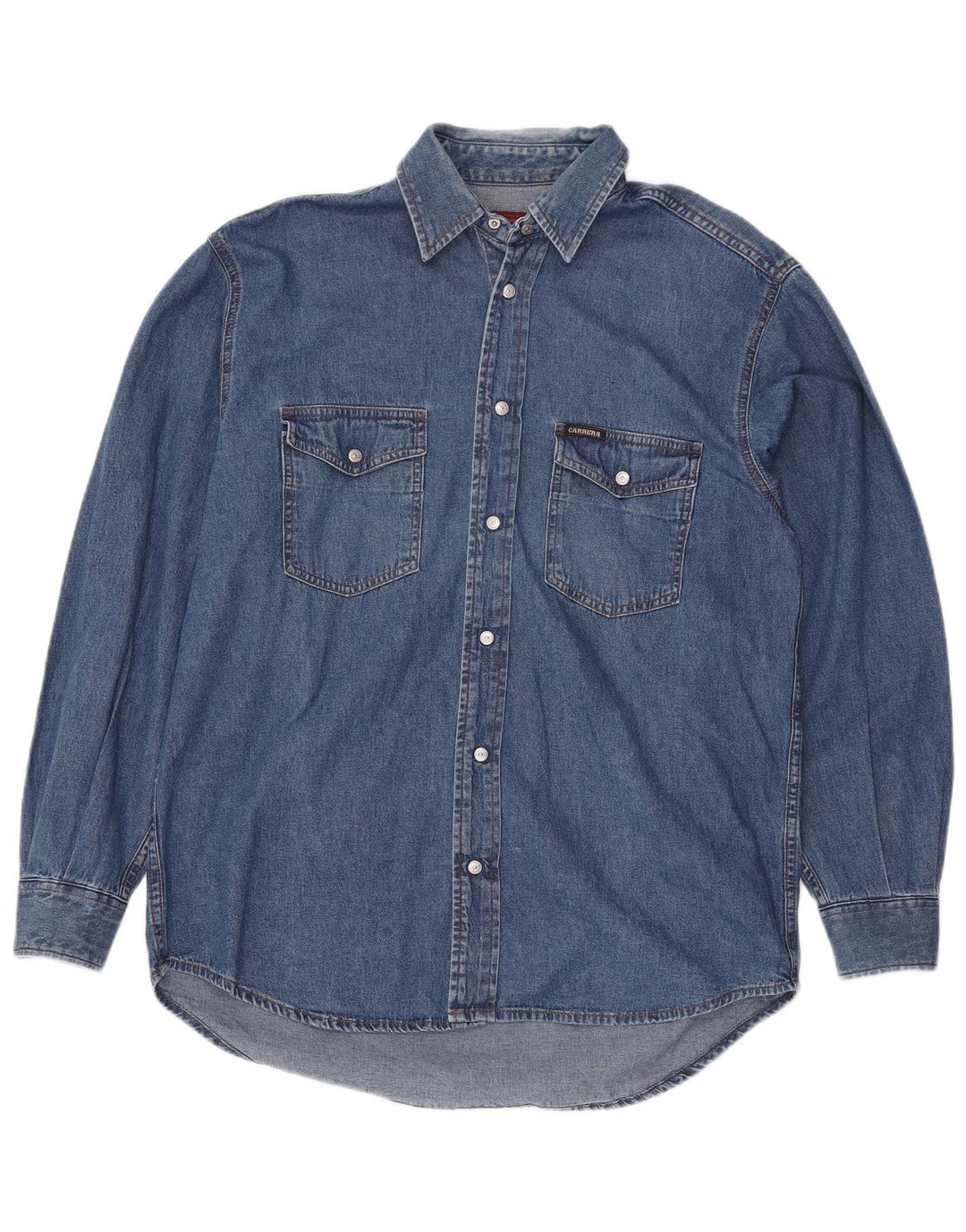 Мужская джинсовая рубашка Carrera, размер 39/40, средний синий хлопок, размер 39/40