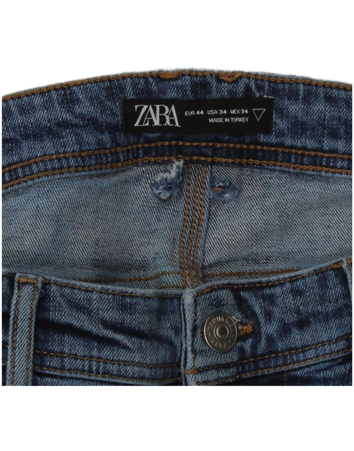 Мужские узкие джинсы ZARA с потертостями EU 44, большие W34 L30, синие