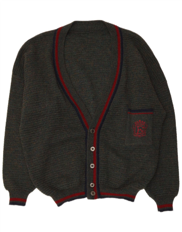 VINTAGE Мужской кардиган-свитер IT 54/56 XL Зеленый в крапинку Полиакрил