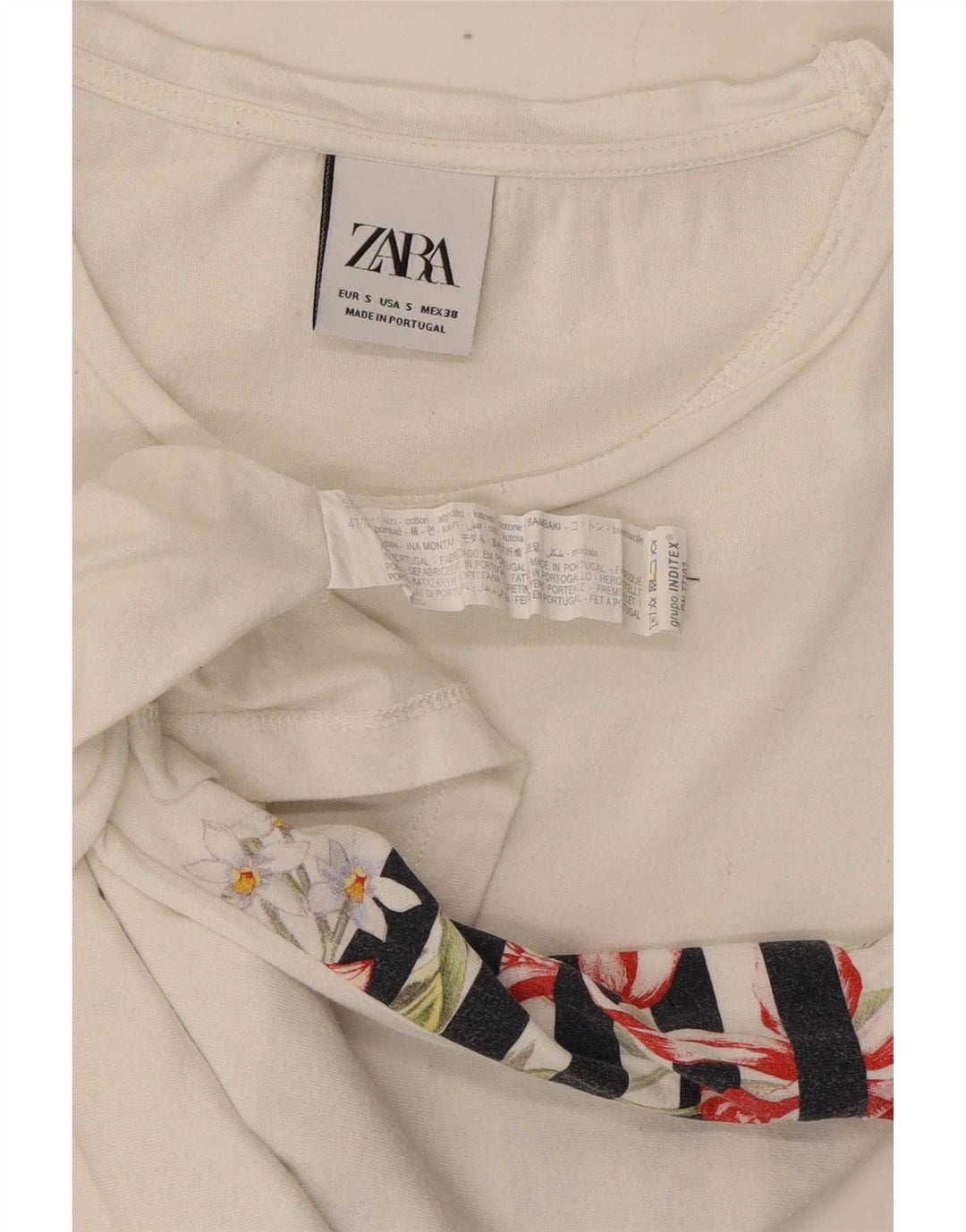 Мужская футболка Zara, маленький белый хлопковый цветочный принт