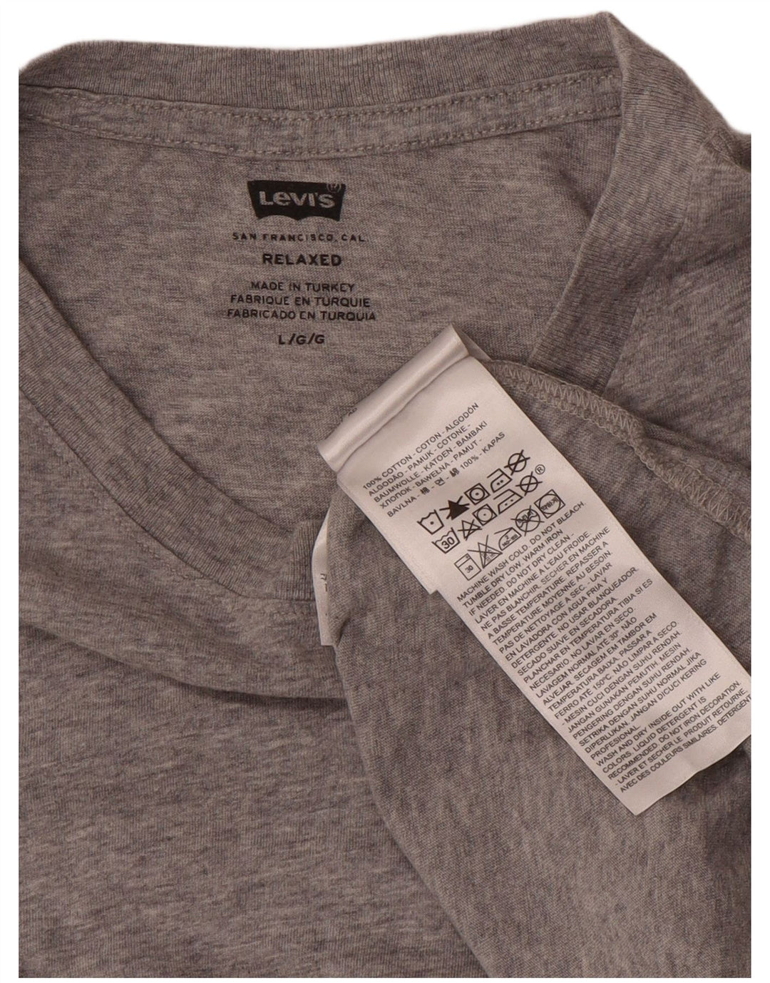 Мужская футболка свободного кроя Levi's, большой серый хлопок
