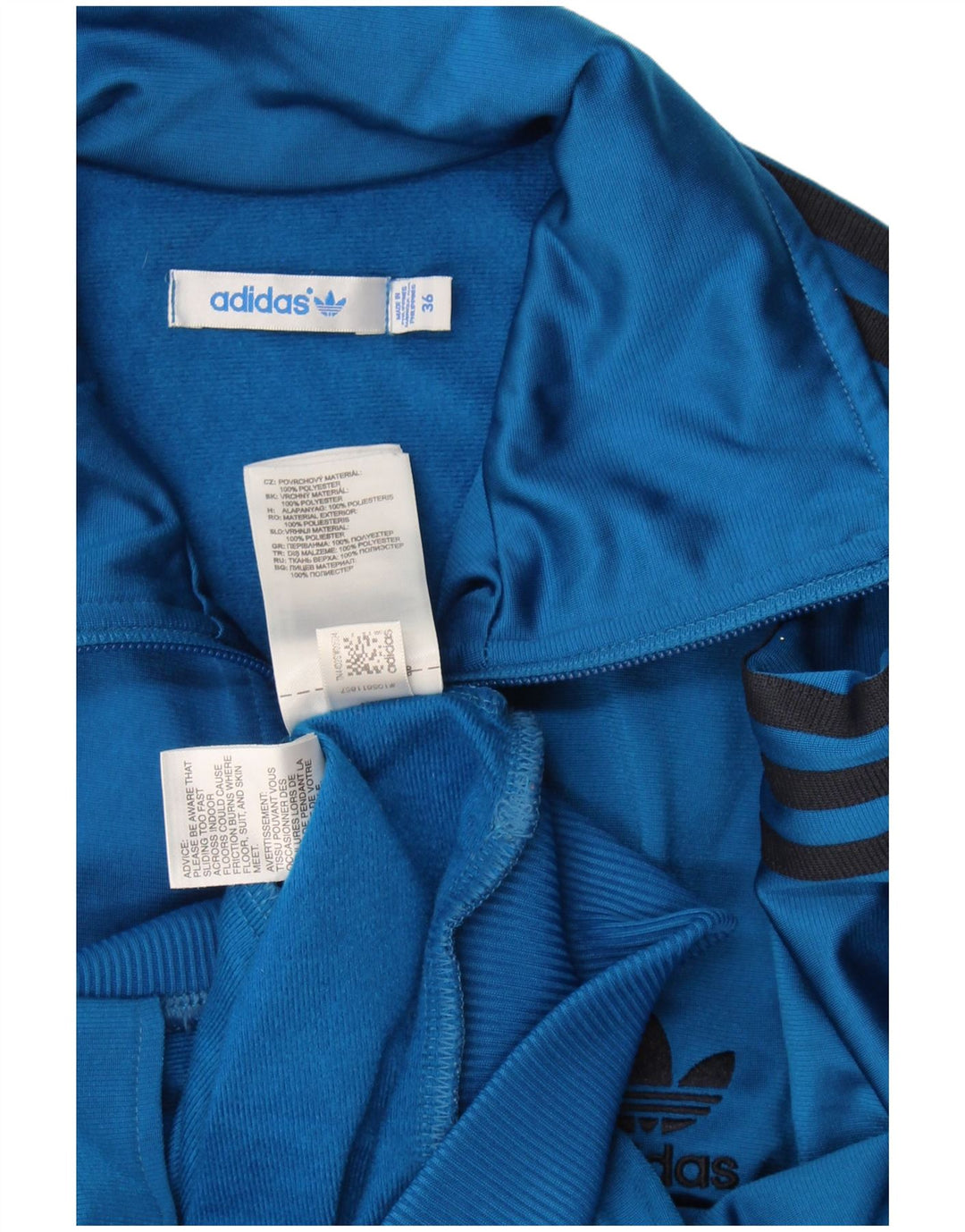 Женский спортивный костюм Adidas с графическим рисунком, верхняя куртка EU 36, маленький синий полиэстер