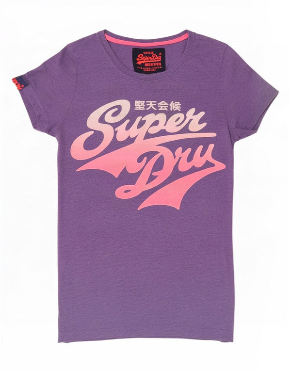 Женская футболка с рисунком Superdry Top UK 6 XS Фиолетовый полиэстер