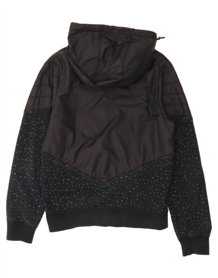 NIKE Womens Oversized Zip Hoodie Sweater UK 10 Small Black Spotted Vintage Nike and Second-Hand Nike from Messina Hembry 