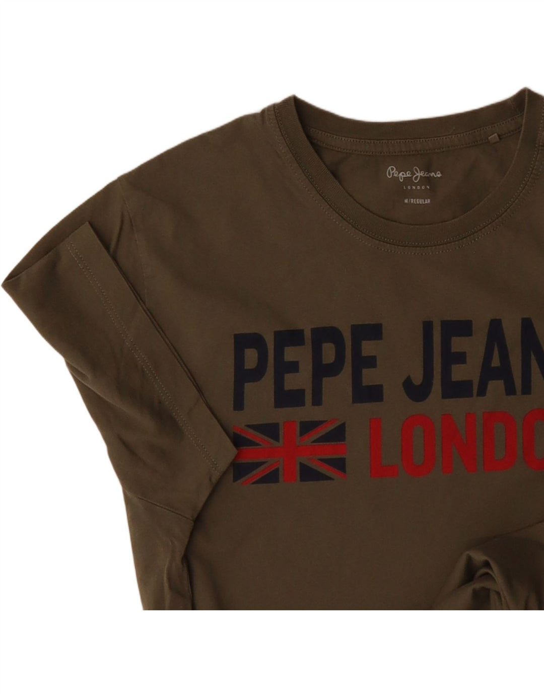 PEPE JEANS Mens Regular Graphic T-Shirt Top Medium Khaki Vintage PEPE Jeans and Second-Hand PEPE Jeans from Messina Hembry 