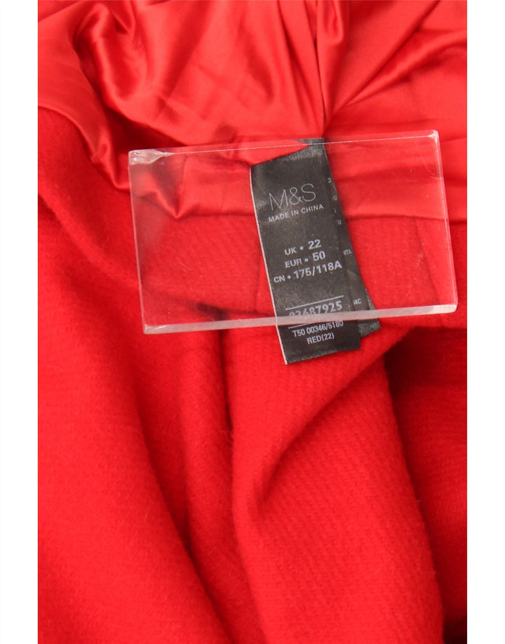Женское пальто в стиле милитари Marks & Spencer UK 22 3XL, классическое красное шерстяное пальто