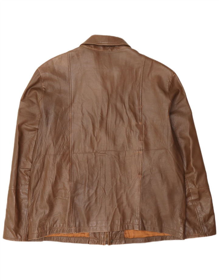 Мужская кожаная куртка Michel IT 56 3XL Коричневая