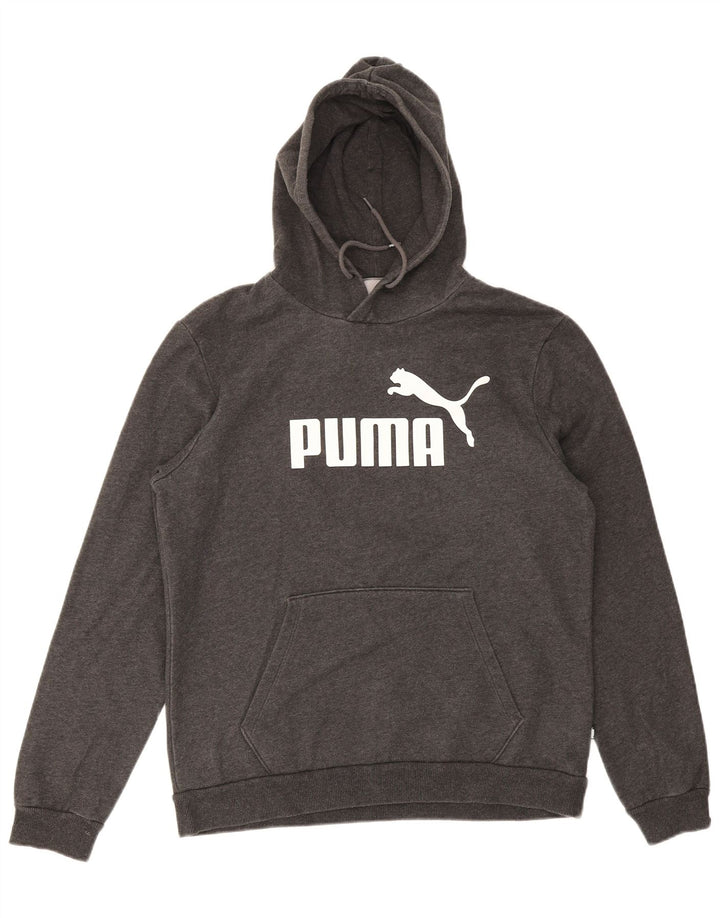 Мужской джемпер с капюшоном PUMA, хлопковый, среднего серого цвета
