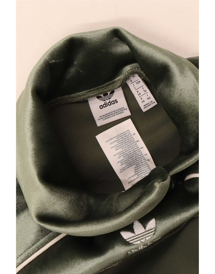 Женский велюровый топ оверсайз Adidas с рукавом 3/4 UK 8, маленький зеленый полиэстер