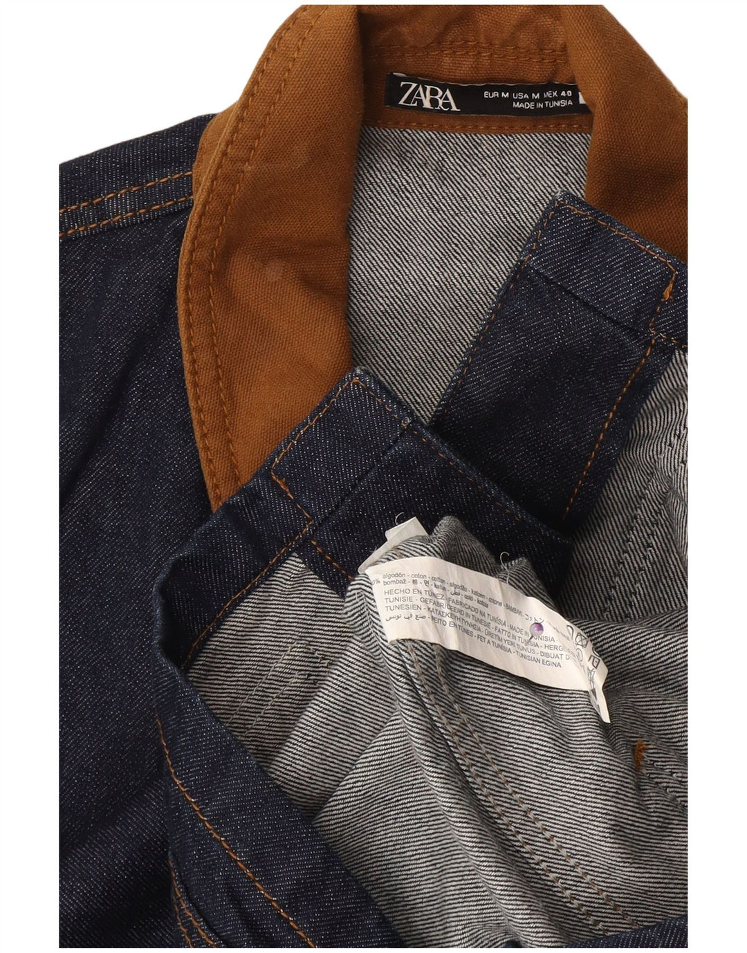 Мужская джинсовая куртка Zara UK 38, средний темно-синий хлопок