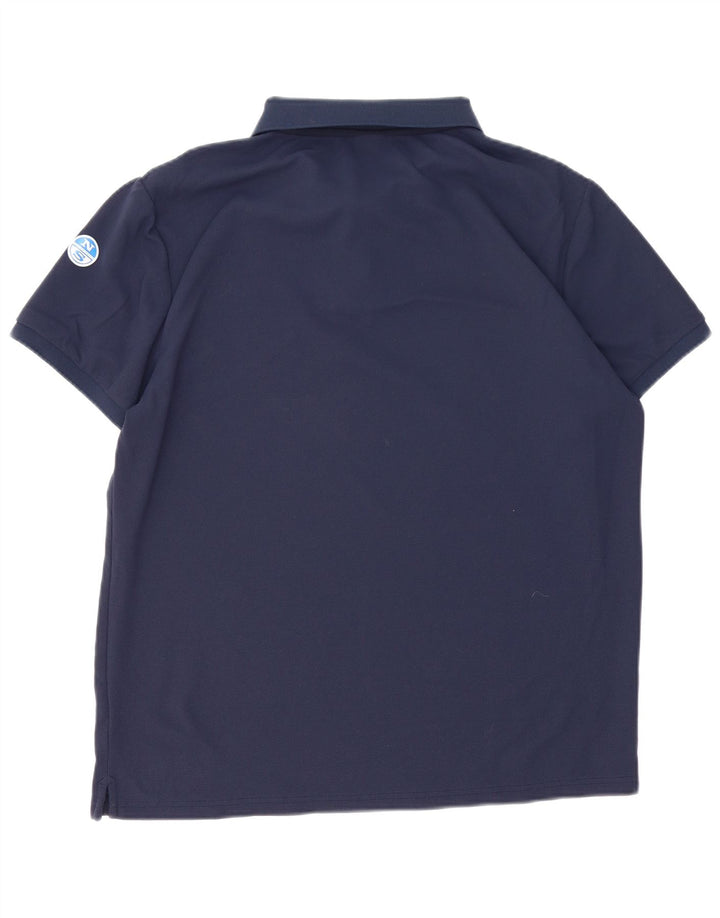 NORTH SAILS Mens Polo Shirt Large Navy Blue Polyester Vintage North Sails and Second-Hand North Sails from Messina Hembry 