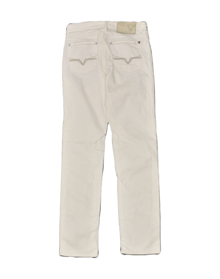 GUESS Womens Erit Rocker Slim Fit Casual Trousers W28 L32 White Cotton | Vintage Guess | Thrift | Second-Hand Guess | Used Clothing | Messina Hembry 