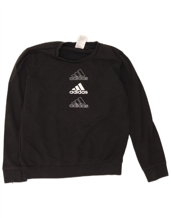 Женский свитер большого размера с рисунком Adidas UK 8/10, маленький черный