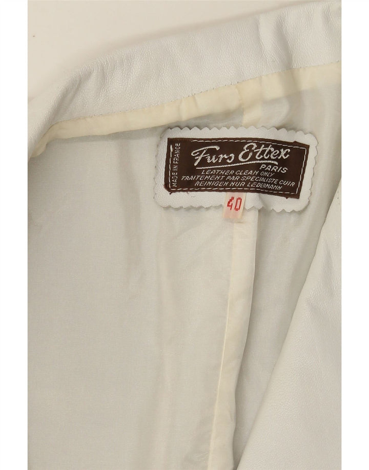 VINTAGE Womens Leather 1 Button Blazer Jacket EU 40 Medium White Leather Vintage Vintage and Second-Hand Vintage from Messina Hembry 