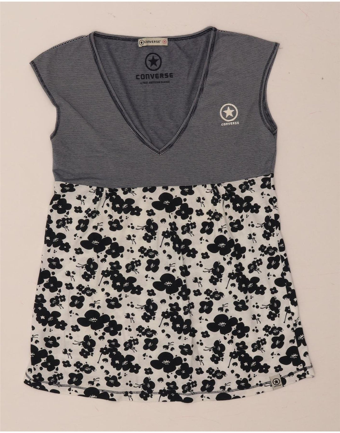 Женская блузка без рукавов CONVERSE UK 12, средний темно-синий с цветочным принтом, хлопок