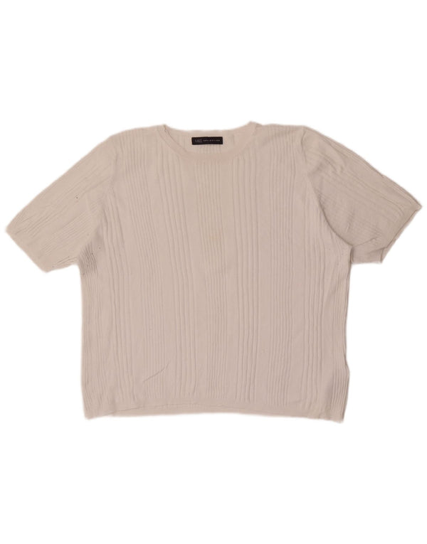 Женская футболка Marks & Spencer Top UK 22 3XL из вискозы в белую полоску