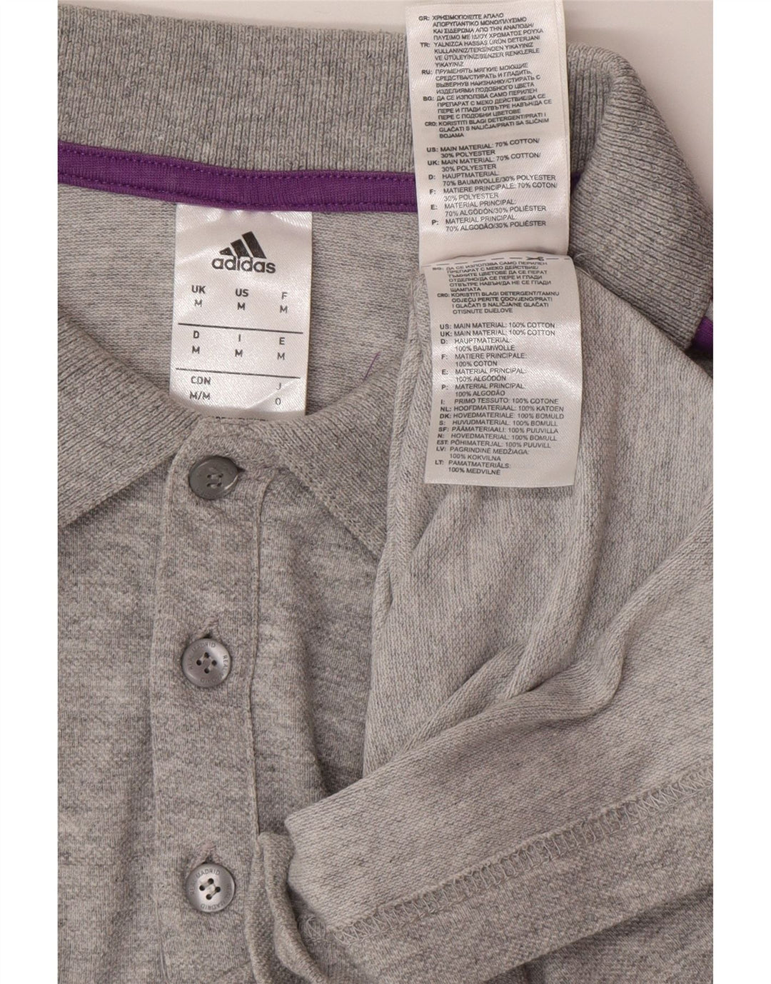 Мужская рубашка-поло ADIDAS Real Madrid из хлопка среднего серого цвета