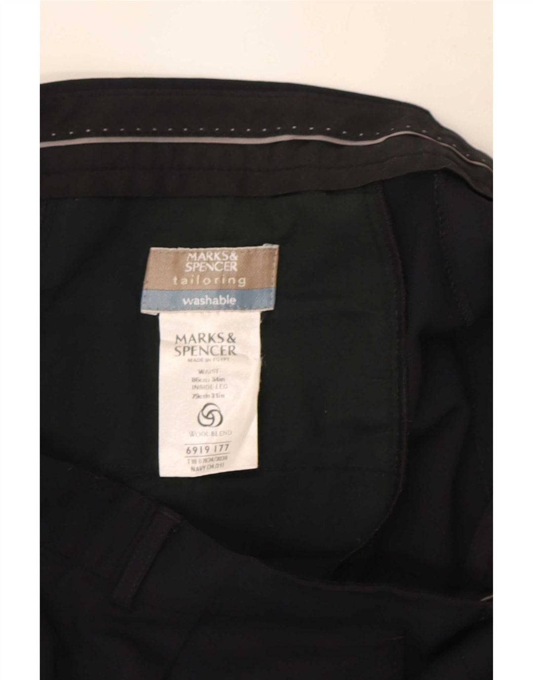 Мужские костюмные брюки Marks & Spencer W34 L31 темно-синие из полиэстера