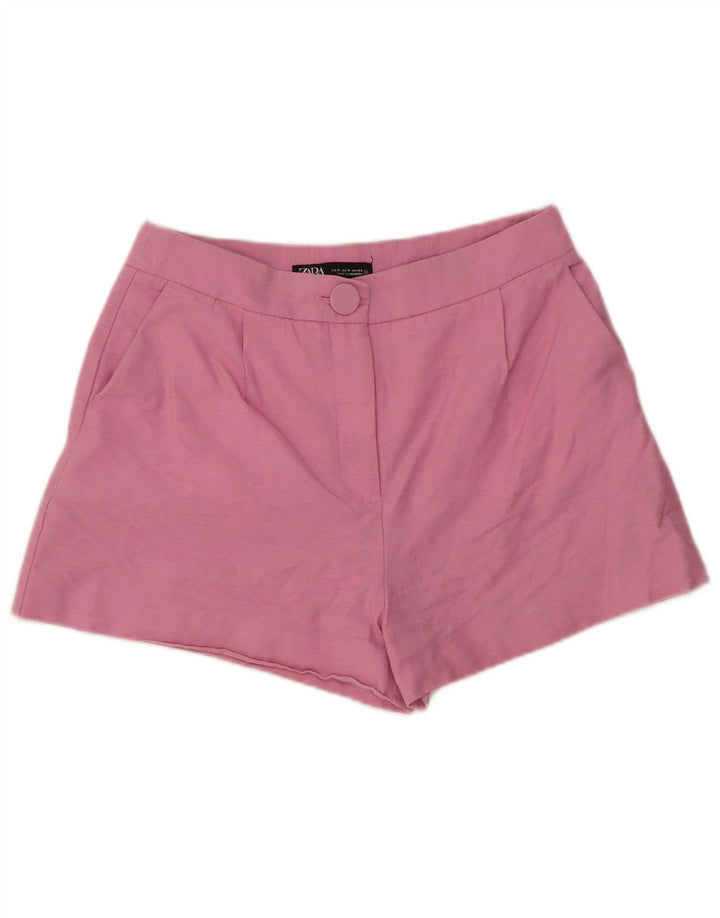Женские шорты с высокой талией Zara Medium W28, розовый хлопок