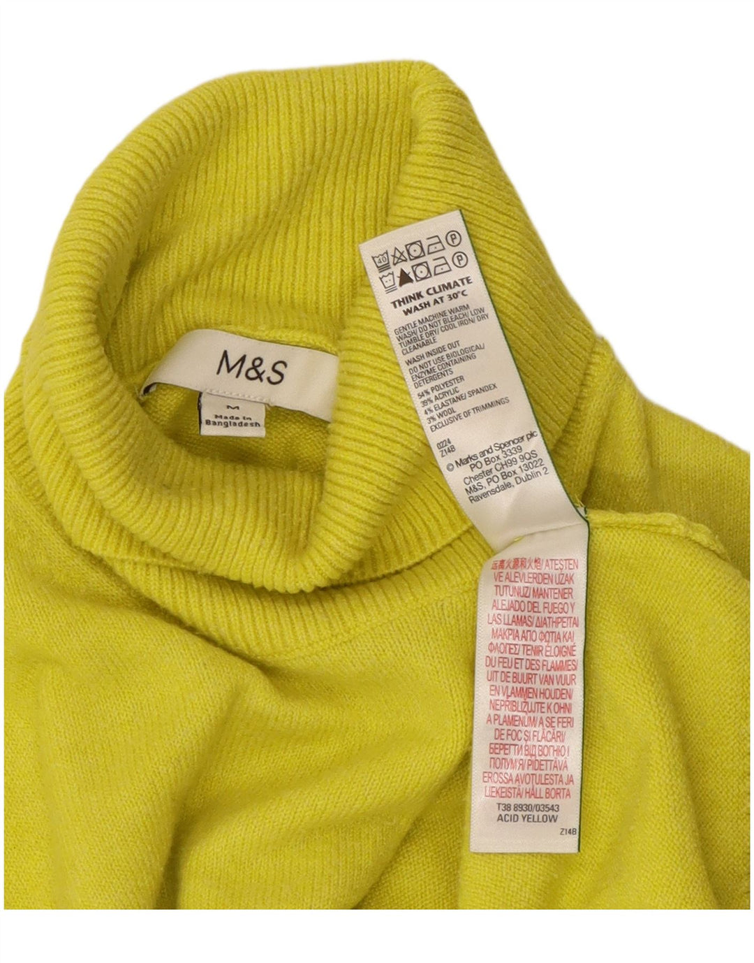 Женский джемпер с высоким воротником Marks & Spencer UK 14, средний желтый
