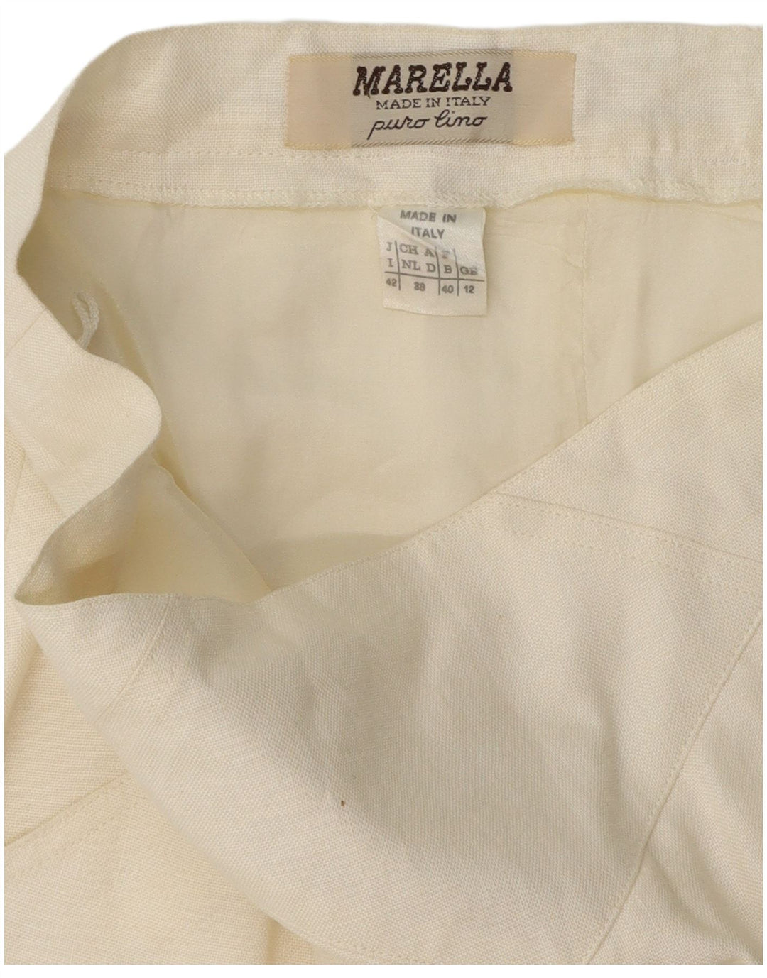 MARELLA Женская юбка-трапеция UK 12 Medium W30 Off White Linen