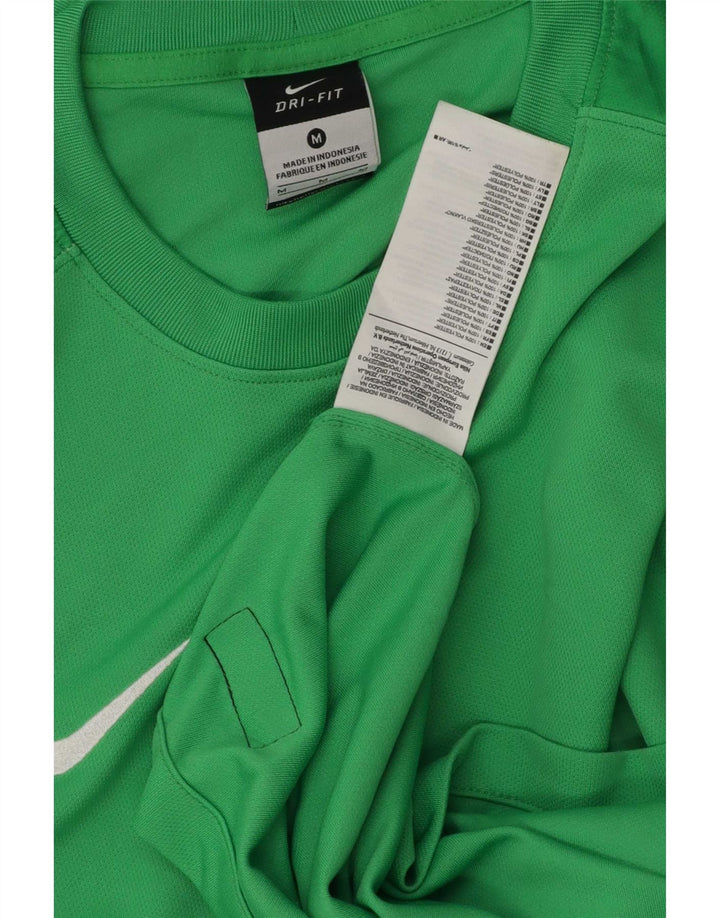 Мужской топ Nike Dri Fit с длинным рукавом, средний зеленый цвет, полиэстер с цветными блоками