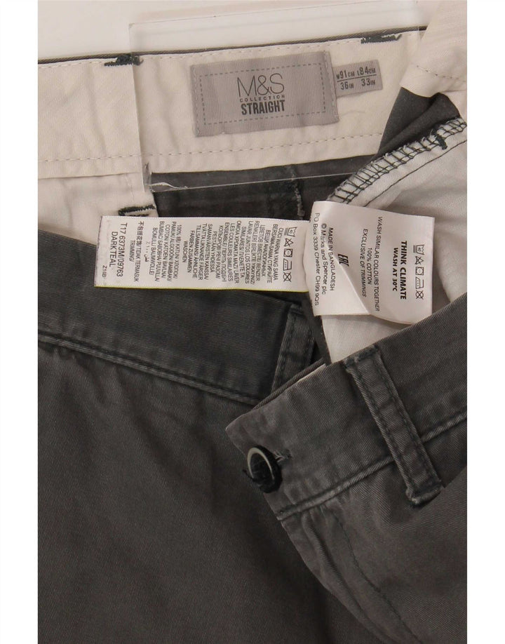 Мужские прямые брюки-чиносы Marks & Spencer W36 L30 серые, хлопковые