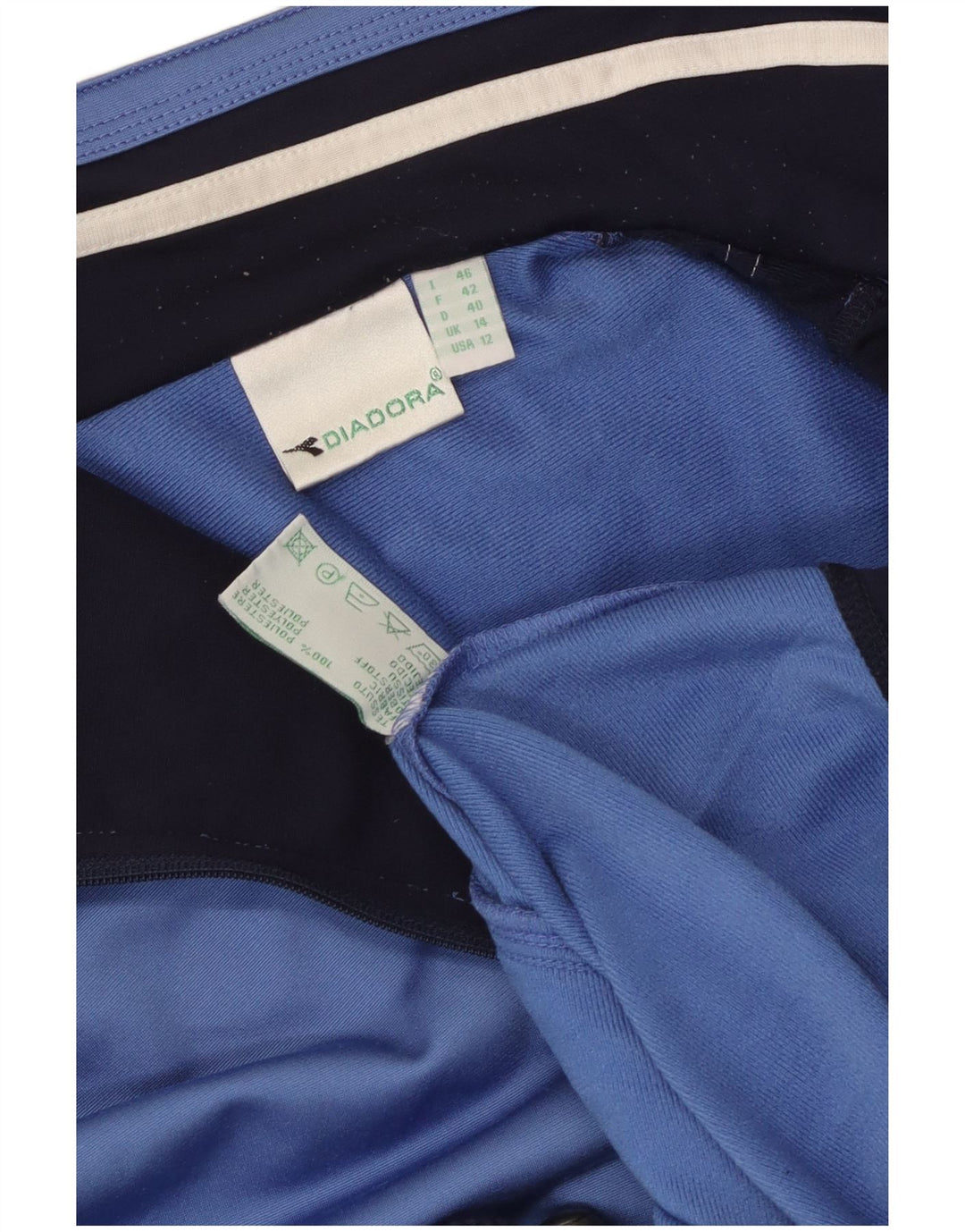Женский спортивный костюм оверсайз Diadora, верхняя куртка UK 14, большой синий цвет с цветными блоками